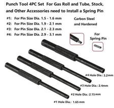 All Steel 4 PC Hollow End Roll Pin Tool Starter Punch Set for Spring Pin Install