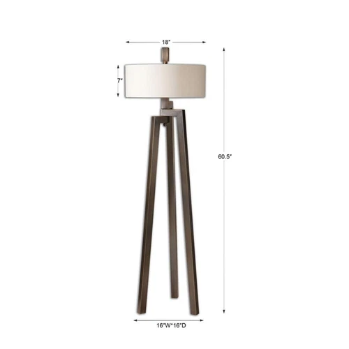 Uttermost Mondovi Steel and Linen Floor Lamp in Antiqued Bronze/White - Picture 3 of 3