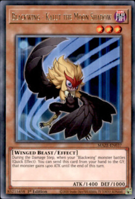 Yugioh MAZE-EN037 Blackwing   Kalut The Moon Shadow (Rare) - Playset (3x)
