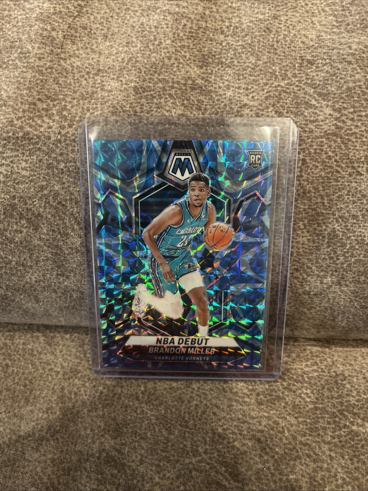 2023-24 Panini Mosaic - NBA Debut Reactive Blue Mosaic Prizm #252 Brandon Miller