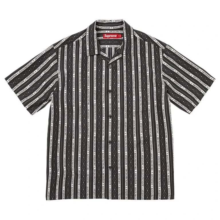 Supreme Short Sleeve Striped Casual Button-Down Shirts for Men for