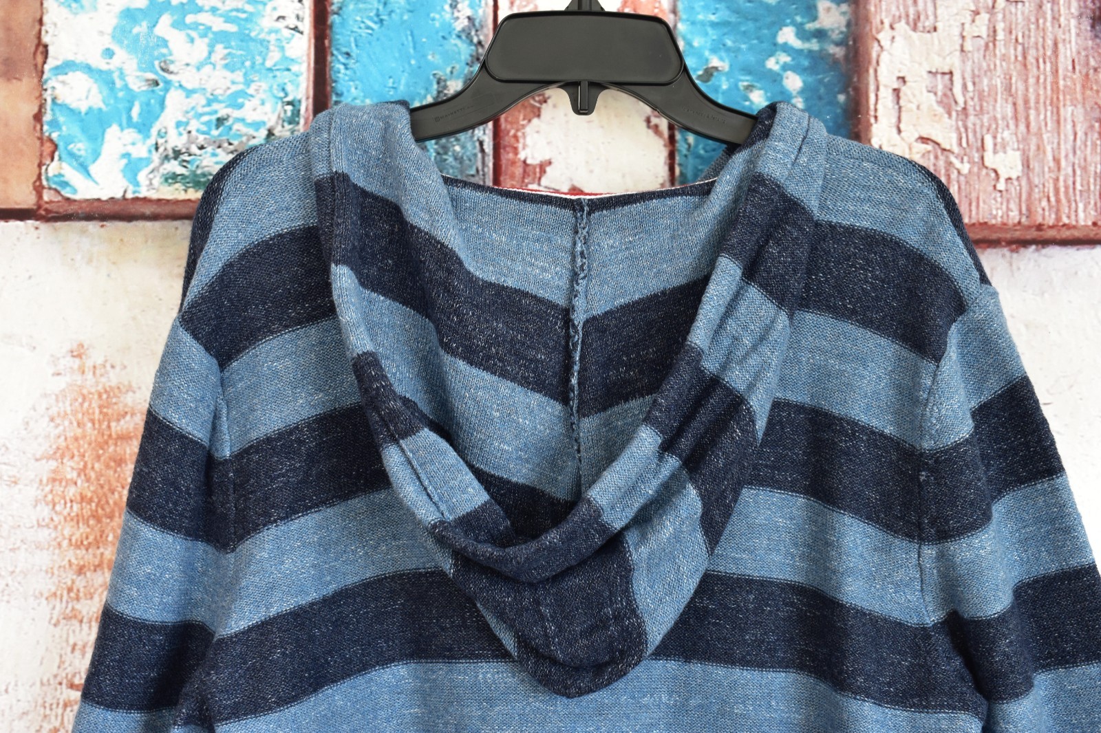 Men's Tommy Hilfiger Denim Essential Stripe Beach Hoodie Pullover MEDIUM Blue image 9