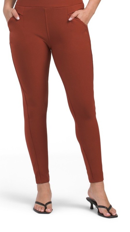 Brown Rust Stretch Pull On Scuba Pants - Size Medium