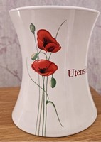 Dunelm Poppy Large Utensils Jar Holder Ceramic Red Poppies White Red Kitchen
