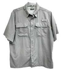 Habit Shirt Mens Large Gray Vented Fishing Hiking Solar-Factor UPF Button Front