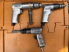 Set Of Two Pneumatic Drills And An Pneumatic Chipping Hammer