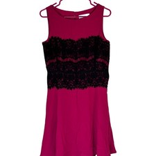 Loft Sleeveless Mauve Black Lace Dress Womens Size 6 Fit Flare Cocktail Party AE