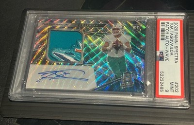 2020 Panini Spectra Tua Tagovailoa Auto Jersey Patch 5/25 WAVE RARE Dolphin Head
