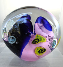 1994 Signed Robert Eickholt Sea Anemone Cane Ocean Art Glass Paperweight