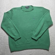 Vintage 90's Polo Ralph Lauren Sweater Mens XL Polo Green Knit Cotton Pony