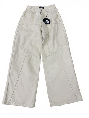 White Fox Boutique Cream Low Rise Wide Leg Jeans XXS 26W
