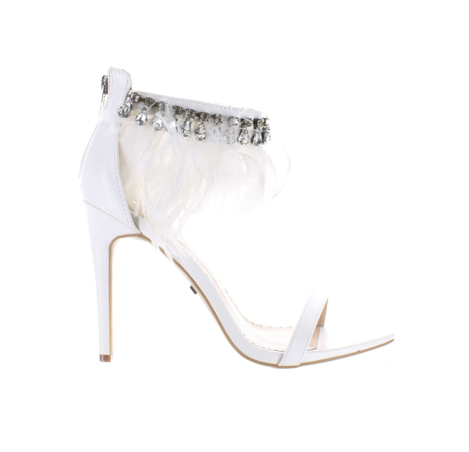 ZIGIny Womens Brynlea White Ankle Strap Heels Size 8 Comfortable & Stylish