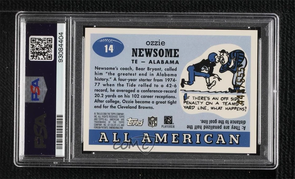 2005 All American Retired Edition Chrome Gold /555 Ozzie Newsome PSA 9 MINT HOF - Image 2 of 2