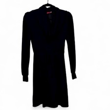 Vintage Ruby Rod Black Knit Cowl Neck Sweater Dress Womens S Mini Fall Casual