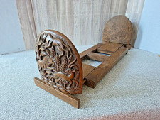 Wood Expanding BOOKEND RACK  Hand Carved Desk...