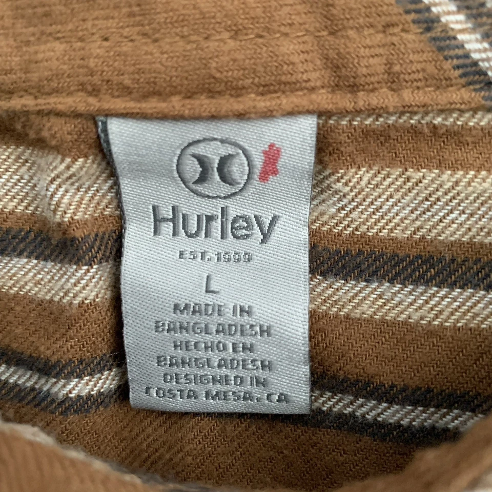 Hurley Flannel Shirt Mens Large Portland Long Sleeve Button Up Bronze Brown - Image 2 of 4