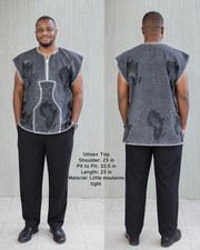 Unisex African Dashiki Tunic Grey Black Speckled Print, Cultural Shirt
