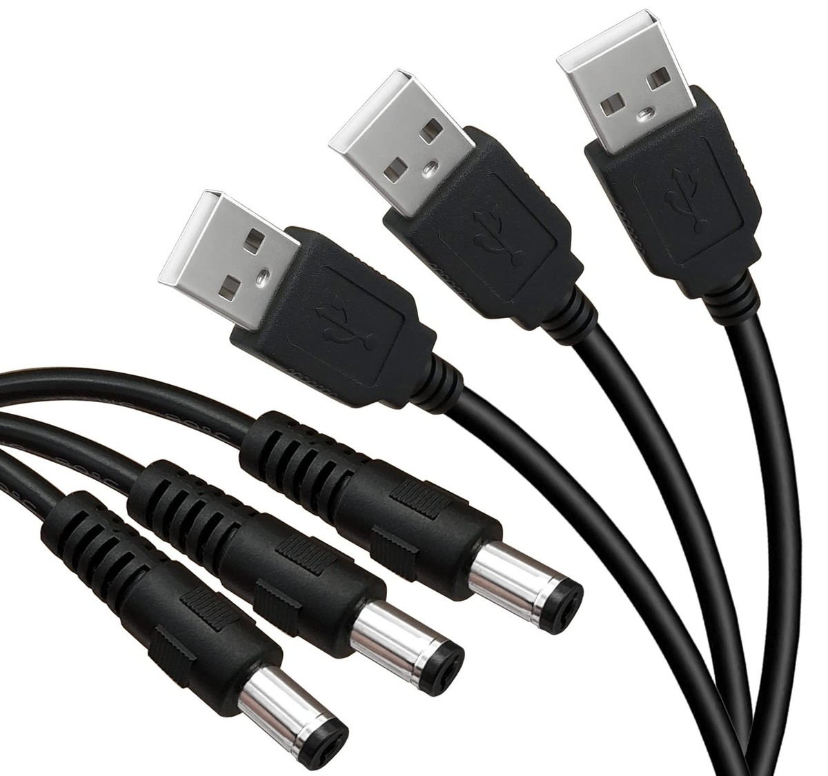 3pack 6ft Usb 2.0 Type A Male To Dc 5.5 X 2.1mm Dc 5v Power Barrel