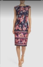 Eliza J Dress Womens 6 Multicolor Floral Sleeveless Sheath Knee Length Party
