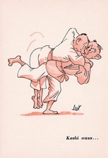 37-42E) SPORT POSTCARD ROME CENTER SAKURA JUDO ILLUSTRATED LUX KOSHI WAZA