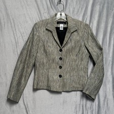 Jones New York Blazer Womens 6 Gray Metallic Textured Lined Button Jacket Career