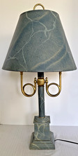 Lámpara de mesa neoclásica-mármol sintético azul con 2 brazos estilo cuerno francés-27"-rara