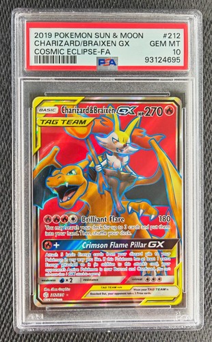 Pokemon Cosmic Eclipse 212/236 Charizard & Braixen GX PSA 10