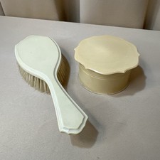 Vintage Ivory Celluloid Vanity Brush Box Dressing Table Items Made in France