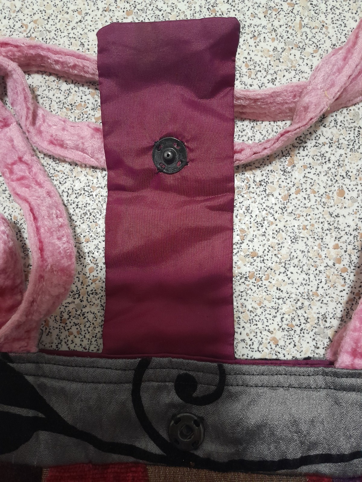 handcrafted patchwork tote bag with mixed texture… - image 4