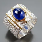 Handmade Blue Sapphire Ring 925 Sterling Silver Size 6 /R472696