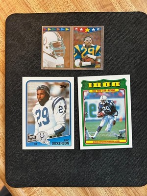 1987 Topps Sticker Dickerson FOIL #142/282 EX and 88 topps and 1000 yd club