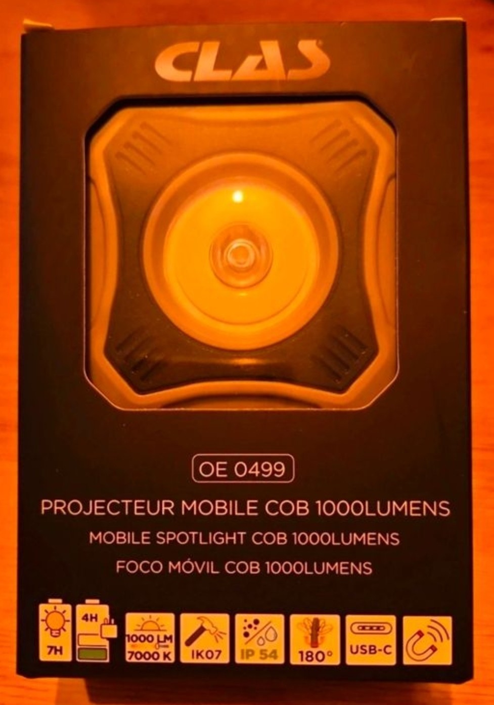 Lampe projecteur LED mobile COB 1000 lumens rechargeable à intensité variable - 2