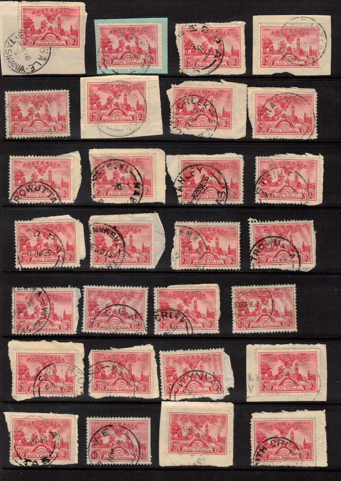 Australia 1936 2d Centenary of South Australia Used Stamps x 28, Lot ...