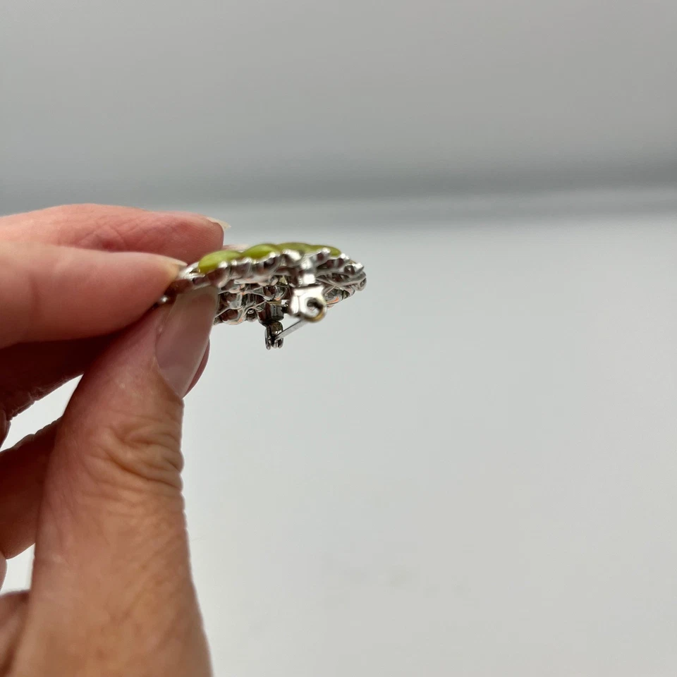 Broche prendedor vintage de perlas de imitación con estrás hoja accesorio de bisutería Foto 4 de 4