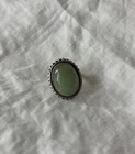 Natural Prehnite Cabochon Gemstone 925 Silver Sterling Vintage Ring