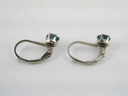 Sterling Silber Blautopas Ohrringe 925 1,1 g Rundschliff Edelsteine 0,75 Zoll - Bild 6 von 11