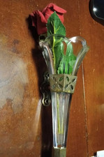 Antique Clear Glass Auto Bud Vase with bracket