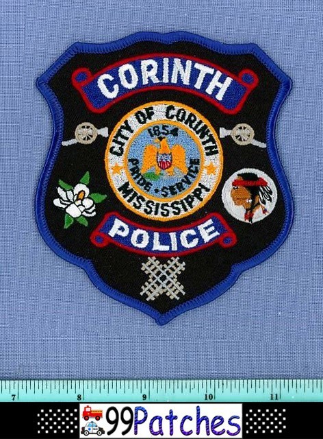 Corinth Mississippi Police Patch Civil War Cannon Indian Cotton Rr Train 7H