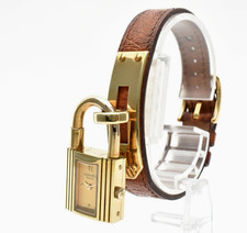 Orologio Donna Vintage [EXC+5] Hermes Kelly Lucchetto Quadrante Oro Marrone Qz GIAPPONE