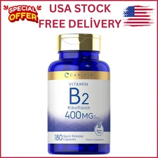 Carlyle Vitamin B-2 400mg 180 Count Non-GMO Gluten Free Supplement B2 Riboflavin