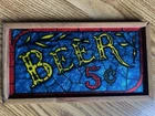 Vintage 1970s Beer Sign Foil Art Mimics Stained Glass~ Pub, Bar, Mancave 6.5x12”