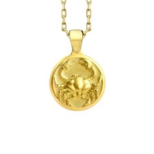 Cancer Zodiac in Engraved Gold Plated Necklace with Chain for Women Gift