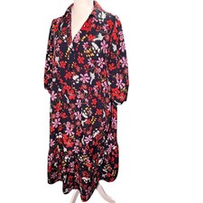 BloomChic Floral Midi Collared Shirt Dress, Cottagecore Boho, Size 12