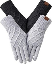 REACH STAR 2 Pairs Winter gloves for women Touch screen Elastic Thermal knit