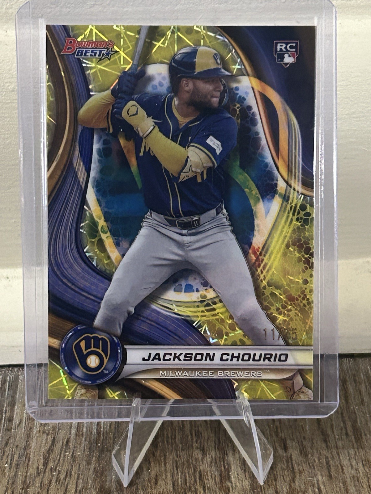 2024 Bowman's Best - Jackson Chourio #38 Yellow Lazer Refractor /75 (RC)
