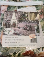 2pc CROSCILL ARBOR ROSE  Roses Curtain Adj. Balloon Shade Panels