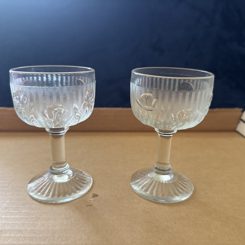 clear Jeanette Iris And Herringbone 4 Inch Goblets Set Of 11