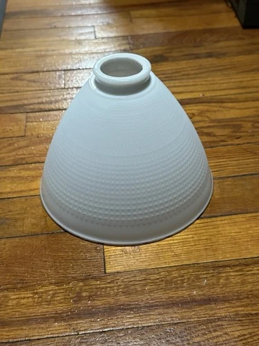 Vintage 8" White Milk Glass Waffle Lamp Light Shade Diffuser Corning 82012