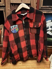Vintage 80s Woolrich Buffalo Plaid Wool Herkimer Patch Full Zip Jacket Sz Large