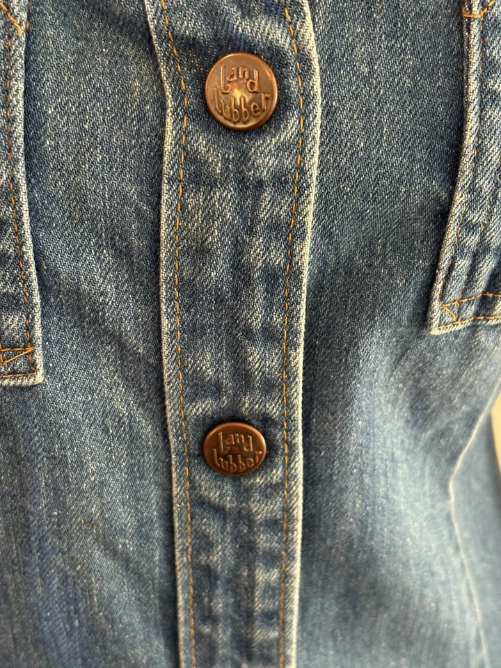Vestido Midi Vintage Anos 70 Landlubber Azul Jeans Snap Western Cowgirl LEIA - Imagem 4 de 4
